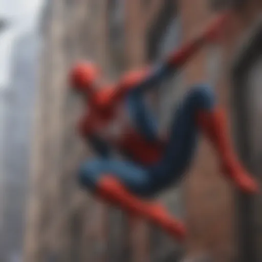 Legendary superhero swinging through the city