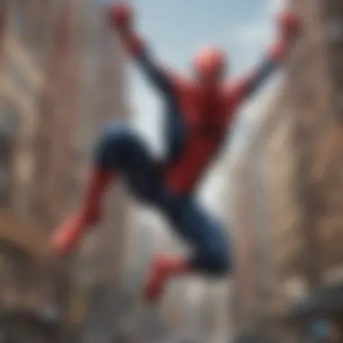 Spider-Man swinging through the city