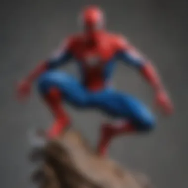 Spider-Man statue in classic red and blue costume