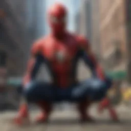 Heroic stance of Spider-Man