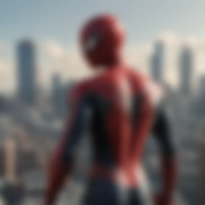 Urban skyline with 'Spider-Man: No Way Home' influence