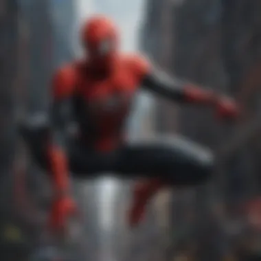 Vibrant Cityscape Setting in Black Spiderman Game Vibrant Cityscape in Black Spiderman Game