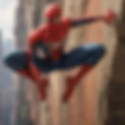 Spider-Man swinging through the city skyline